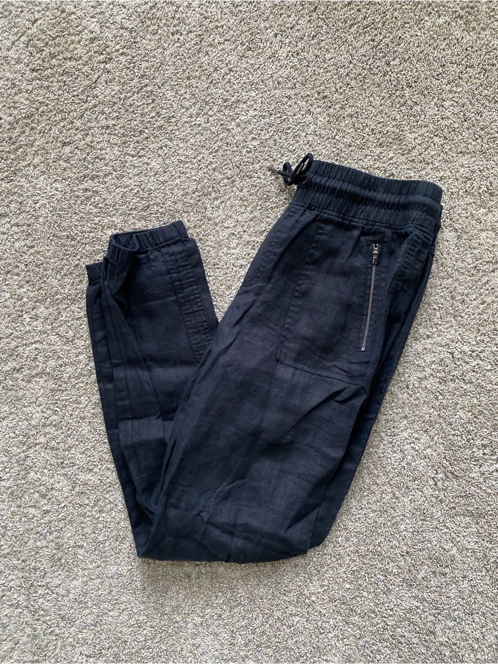 Womens Athleta Cabo 100% European Linen Jogger’s SZ 8 Tall in Black